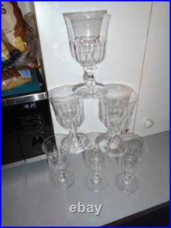 7 GRANDS VERRES A VIN EN CRISTAL DE BACCARAT. MODELE CLERMONT 19em H15cm
