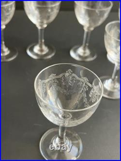 7 Verres À Liqueur En Cristal gravé Baccarat modèle Beauharnais