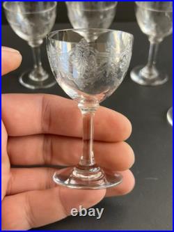 7 Verres À Liqueur En Cristal gravé Baccarat modèle Beauharnais