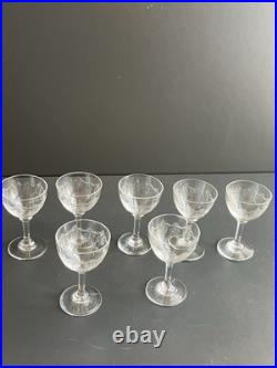 7 Verres À Liqueur En Cristal gravé Baccarat modèle Beauharnais