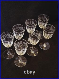 7 Verres En Cristal Baccarat Modèle Beauharnais Hauteur 12 Cm
