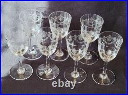 7 Verres En Cristal Baccarat Modèle Beauharnais Hauteur 12 Cm