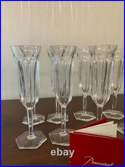 7 flûtes à champagne modèle Malmaison en cristal de Baccarat (prix à la pièce)