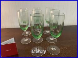 7 flûtes champagne modèle aquarelle vert clair cristal Baccarat (prix la pièce)