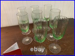 7 flûtes champagne modèle aquarelle vert clair cristal Baccarat (prix la pièce)