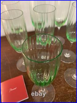 7 flûtes champagne modèle aquarelle vert clair cristal Baccarat (prix la pièce)