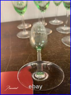 7 flûtes champagne modèle aquarelle vert clair cristal Baccarat (prix la pièce)