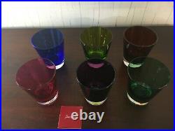 7 verres à Whisky 6 couleurs en cristal de Baccarat (prix à la pièce)