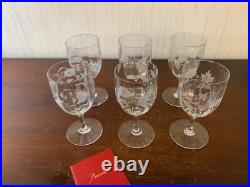 7 verres à vin Montaigne décor gravé en cristal de Baccarat (prix à la pièce)