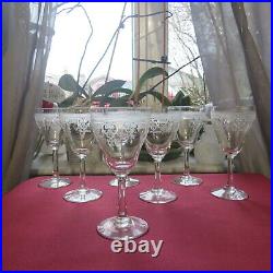 7 verres a vin ancien en cristal de baccarat gravé H 13,5 cm
