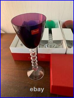 7 verres à vin modèle Véga violet en cristal de Baccarat (prix pièce)