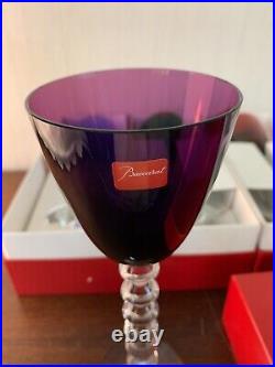 7 verres à vin modèle Véga violet en cristal de Baccarat (prix pièce)