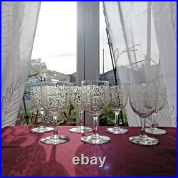 7 verres à vin ou a porto en cristal gravé de Baccarat modèle riviera 11,5 cm