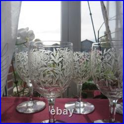 7 verres à vin ou a porto en cristal gravé de Baccarat modèle riviera 11,5 cm