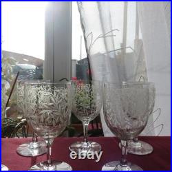 7 verres à vin ou a porto en cristal gravé de Baccarat modèle riviera 11,5 cm