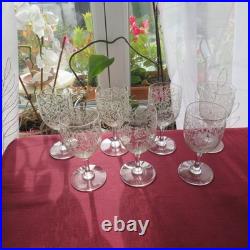 7 verres à vin ou a porto en cristal gravé de Baccarat modèle riviera 11,5 cm