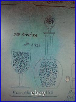 7 verres à vin ou a porto en cristal gravé de Baccarat modèle riviera 11,5 cm