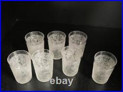 7 verres gobelet a thé en cristal dégagé à l'acide Baccarat St Louis Val Lambert