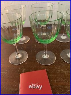 7 verres vin rouge modèle aquarelle vert clair cristal Baccarat (prix la pièce)