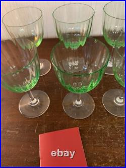 7 verres vin rouge modèle aquarelle vert clair cristal Baccarat (prix la pièce)
