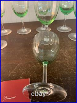 7 verres vin rouge modèle aquarelle vert clair cristal Baccarat (prix la pièce)