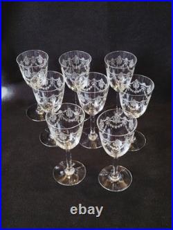 8 Verres A Vin En Cristal Baccarat Modèle Beauharnais Hauteur 13,6 Cm