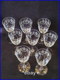 8 Verres A Vin En Cristal Baccarat Modèle Beauharnais Hauteur 13,6 Cm