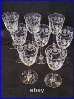 8 Verres A Vin En Cristal Baccarat Modèle Beauharnais Hauteur 13,6 Cm