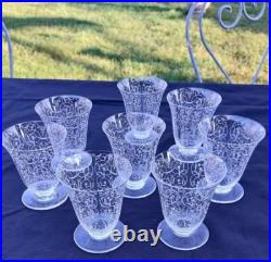 8 Verres À Vin Gravés Cristal Baccarat Michel Angelo 9 Cm