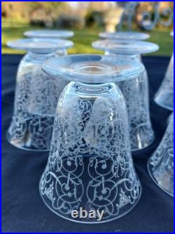 8 Verres À Vin Gravés Cristal Baccarat Michel Angelo 9 Cm