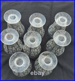 8 Verres À Vin Gravés Cristal Baccarat Michel Angelo 9 Cm