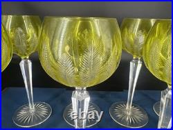 8 Verres Baccarat vin du Rhin cristal vert uranium modèle 8588 20cm, fin XIXe