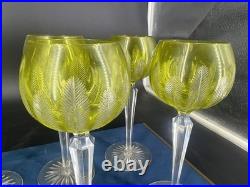 8 Verres Baccarat vin du Rhin cristal vert uranium modèle 8588 20cm, fin XIXe