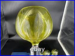 8 Verres Baccarat vin du Rhin cristal vert uranium modèle 8588 20cm, fin XIXe