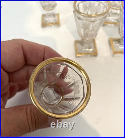 8 Verres pour cave à liqueurs Baccarat gravés à la roue décor vigne