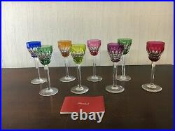 8 verres à liqueur couleur en cristal de Baccarat (prix à la pièce)