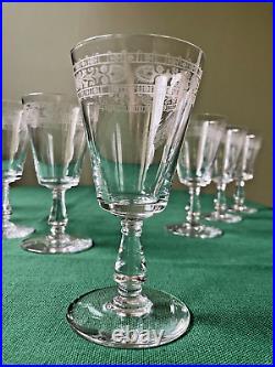 8 verres à vin cristal Baccarat Saint-Louis/Frise Fleurs Art Nouveau/H 12,5 cm