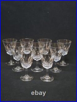 9 Verres A Vin Blanc Baccarat Modèle Côte D'Azur Hauteur 12,6 Cm Signés