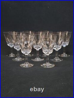 9 Verres A Vin Blanc Baccarat Modèle Côte D'Azur Hauteur 12,6 Cm Signés