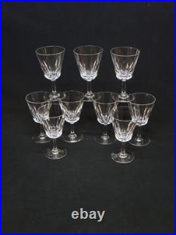 9 Verres A Vin Blanc Baccarat Modèle Côte D'Azur Hauteur 12,6 Cm Signés