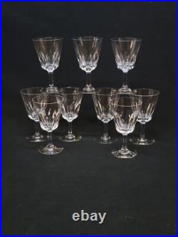 9 Verres A Vin Blanc Baccarat Modèle Côte D'Azur Hauteur 12,6 Cm Signés