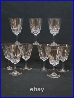 9 Verres A Vin Blanc Baccarat Modèle Côte D'Azur Hauteur 12,6 Cm Signés
