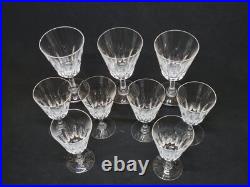 9 Verres A Vin Blanc Baccarat Modèle Côte D'Azur Hauteur 12,6 Cm Signés