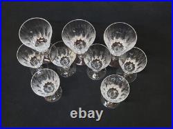 9 Verres A Vin Blanc Baccarat Modèle Côte D'Azur Hauteur 12,6 Cm Signés