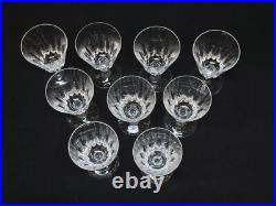 9 Verres A Vin Blanc Baccarat Modèle Côte D'Azur Hauteur 12,6 Cm Signés