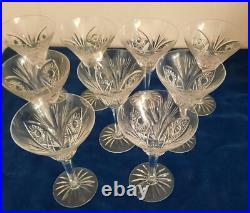 9 coupes à champagne en cristal taillé, cristal de Lorraine (Baccarat)