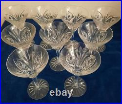 9 coupes à champagne en cristal taillé, cristal de Lorraine (Baccarat)