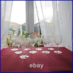 9 verres a porto en cristal de Baccarat taille diamant et biseaux signé