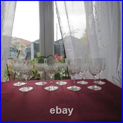 9 verres a porto en cristal de Baccarat taille diamant et biseaux signé