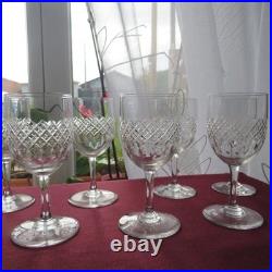 9 verres a porto en cristal de Baccarat taille diamant et biseaux signé